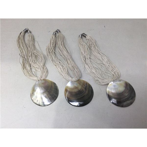 Lot of 3 hand crafted shell and bead necklaces