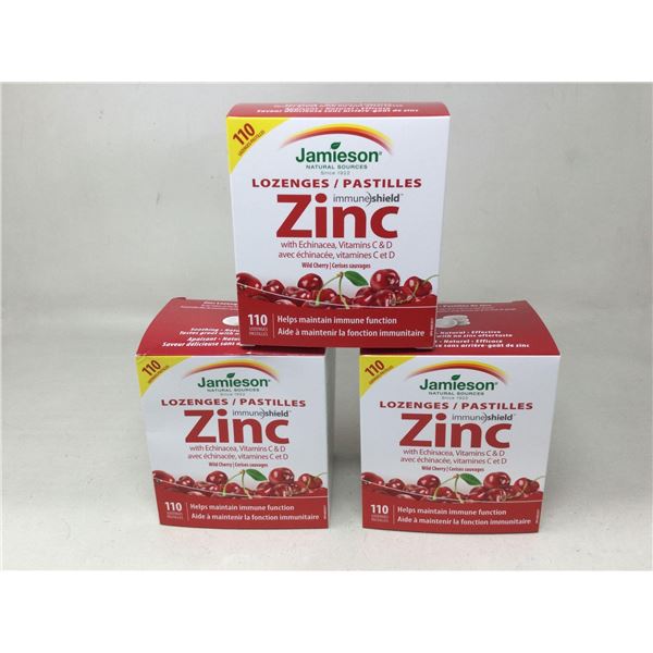 Lot of 3 x 110 count Jamieson Zinc lozenges cherry