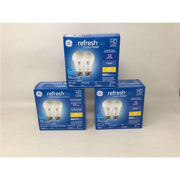 Lot of 3 GE refresh HD LED A19 Bulds 3 x 2
