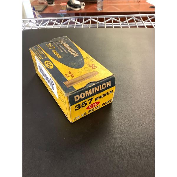 Full Box of 50 rounds Dominion 357 magnum 158gr metal point