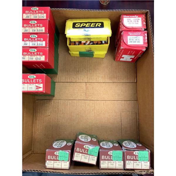 Box lot of 12 boxes of bullets assorted handgun 357 and 38 special