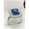 Image 2 : NEW Ladies Square Cut Solitaire Blue Topaz Cluster Dress Ring size 7