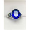 Image 2 : Oval Cut Blue Solitaire  ladies silver dress ring