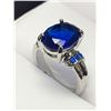 Image 3 : Oval Cut Blue Solitaire  ladies silver dress ring