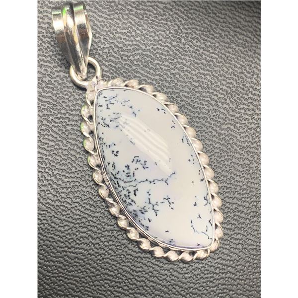 NEW Opal Dendrite Stone Pendant mounted in .925 Silver