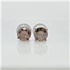 Image 1 : 14K White Gold Diamond(0.8Ct,I1-I2,Brown) Earrings (~weight 0.68g), Made in Canada, Appraised Retail