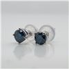Image 1 : 14K White Gold Blue Diamond(0.38Ct,I1-I2) Treated Color Earrings (~weight 0.6g), Made in Canada, App