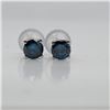 Image 2 : 14K White Gold Blue Diamond(0.38Ct,I1-I2) Treated Color Earrings (~weight 0.6g), Made in Canada, App