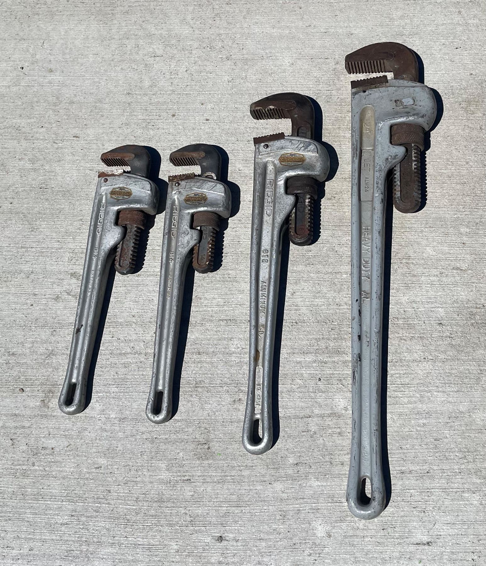 RIDGID ALUMINUM PIPE WRENCHES; LOT OF 4