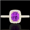1.25 ctw Amethyst & Micro Pave VS/SI Diamond Certified Ring 10k Yellow Gold - REF-25H9R