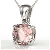 1.50 ctw Cushion Cut Morganite Designer Necklace 18k White Gold - REF-34G3W