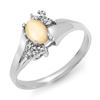 0.35 ctw Opal & Diamond Ring 10k White Gold - REF-11H9R