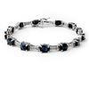 11.39 ctw Blue Sapphire & Diamond Bracelet 10k White Gold - REF-125A5N