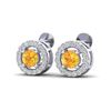 0.75 ctw Citrine & Micro Pave VS/SI Diamond Earrings Halo 18k White Gold - REF-34W3H