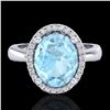 2.50 ctw Aquamarine & Micro Pave VS/SI Diamond Ring 18k White Gold - REF-46H8R