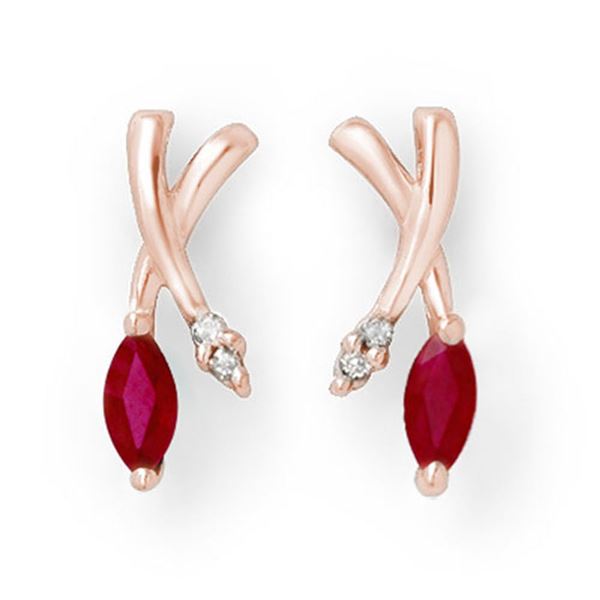 0.75 ctw Ruby & Diamond Earrings 10k Rose Gold - REF-13Y5X