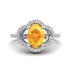 1.75 ctw Citrine & Micro Pave VS/SI Diamond Certified Ring 10k White Gold - REF-30R8K