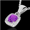 1.25 ctw Amethyst & Micro Pave VS/SI Diamond Necklace 10k White Gold - REF-21N5F