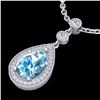 2.25 ctw Sky Blue Topaz & Micro Pave Diamond Necklace 18k White Gold - REF-37F3M