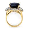 Image 2 : 9.88 ctw Blue Sapphire & Diamond Ring 14k Yellow Gold - REF-145Y5X