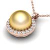 0.25 ctw Micro Pave Diamond & Golden Pearl Necklace 14k Rose Gold - REF-25K4Y