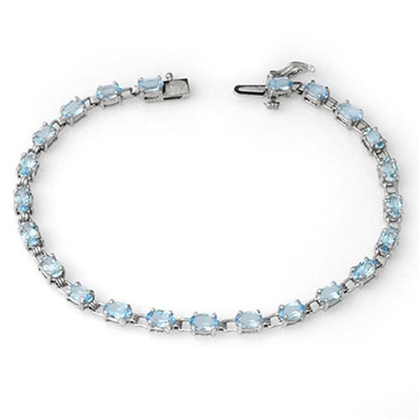8.08 ctw Blue Topaz Bracelet 10k White Gold - REF-53G5W