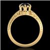 Image 3 : 1 ctw Fancy Black Diamond Engagment Art Deco Ring 18k Yellow Gold - REF-40N9F