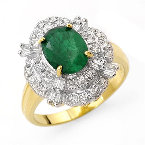 3.31 ctw Emerald & Diamond Ring 14k Yellow Gold - REF-81X8A