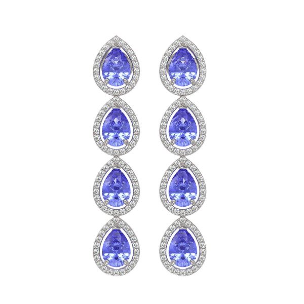 9.01 ctw Tanzanite & Diamond Micro Pave Halo Earrings 10k White Gold - REF-193A6N