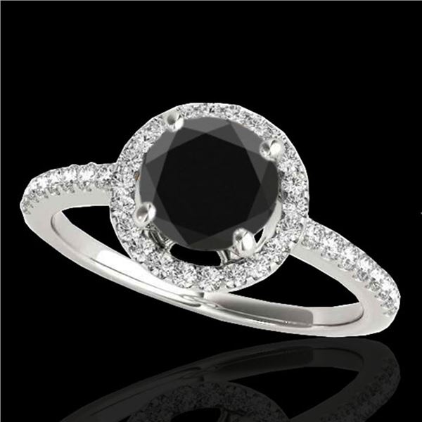 1.4 ctw Certified VS Black Diamond Solitaire Halo Ring 10k White Gold - REF-46W4H