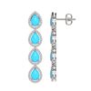 Image 2 : 6.20 ctw Turquoise & Diamond Micro Pave Halo Earrings 10k White Gold - REF-158K2Y