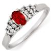 Image 1 : 0.74 ctw Red Sapphire & Diamond Ring 18k White Gold - REF-30M2G