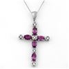 Image 1 : 2.15 ctw Amethyst & Diamond Necklace 10k White Gold - REF-25N2F