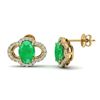 Image 2 : 4 ctw Emerald & Micro Pave VS/SI Diamond Certified Earrings 10k Yellow Gold - REF-53G5W