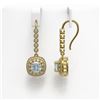 Image 2 : 4.5 ctw Aquamarine & Diamond Victorian Earrings 14K Yellow Gold - REF-172R8K