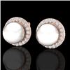 0.50 ctw Micro Pave VS/SI Diamond & Pearl Earrings 14k Rose Gold - REF-46Y5X