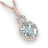 3 ctw Aquamarine & Micro Pave VS/SI Diamond Necklace 14k Rose Gold - REF-47G9W