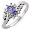 Image 1 : 0.55 ctw Tanzanite & Diamond Ring 18k White Gold - REF-31H4R