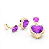 Image 2 : 8 ctw Amethyst & VS/SI Diamond Designer Heart Earrings 10k Yellow Gold - REF-32W8H