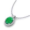 3 ctw Emerald & Micro Pave VS/SI Diamond Necklace 18k White Gold - REF-51G4W