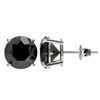 Image 2 : 4 ctw Fancy Black Diamond Solitaire Stud Earrings 10k White Gold - REF-68A8N