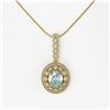 Image 2 : 3.82 ctw Aquamarine & Diamond Victorian Necklace 14K Yellow Gold - REF-136A8N