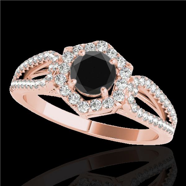 1.43 ctw Certified VS Black Diamond Solitaire Halo Ring 10k Rose Gold - REF-53R5K
