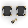 Image 2 : 6 ctw Cushion Black Diamond Stud Designer Earrings 14k Yellow Gold - REF-115H8R