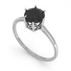 Image 2 : 1.0 ctw Black Diamond Solitaire Engagment Ring 18k White Gold - REF-44Y3X