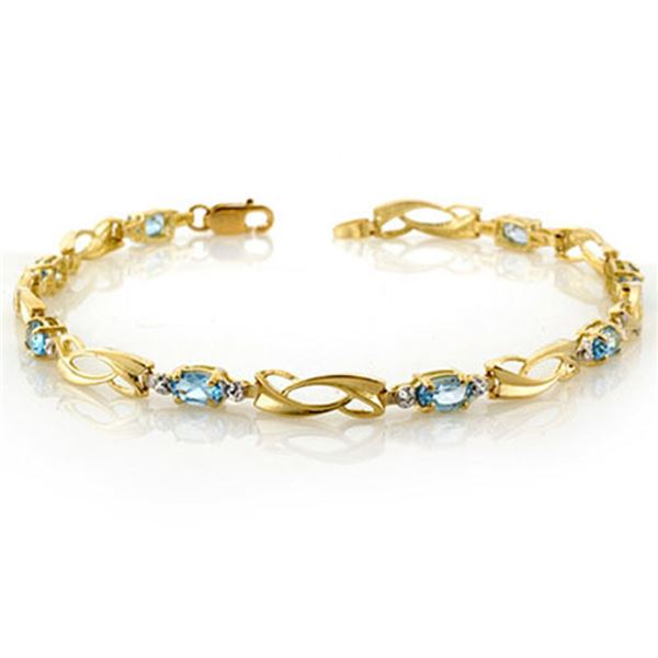 2.02 ctw Blue Topaz & Diamond Bracelet 10k Yellow Gold - REF-19N5F