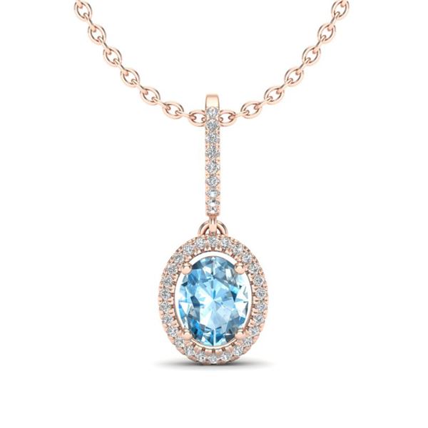2 ctw Sky Blue Topaz & Micro VS/SI Diamond Necklace 14k Rose Gold - REF-40W3H