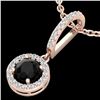 1 ctw Micro Pave Black & White VS/SI DiamondNecklace 14k Rose Gold - REF-38Y2X