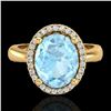 2.50 ctw Aquamarine & Micro Pave VS/SI Diamond Ring 18k Yellow Gold - REF-46X8A