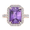 5.03 ctw Amethyst & Micro Pave VS/SI Diamond Ring 14k Rose Gold - REF-39R8K